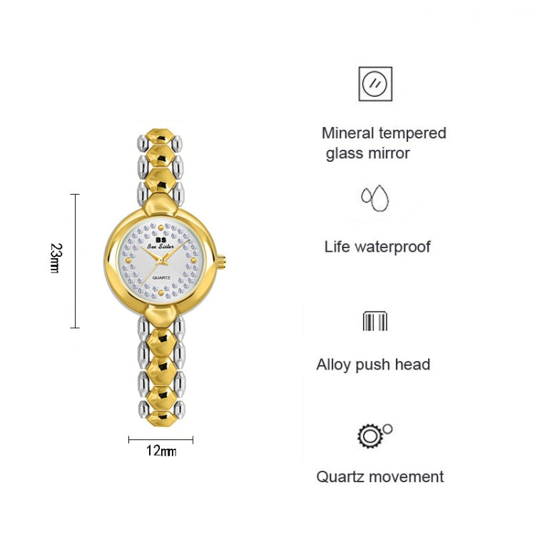 BS Bee Sister FA1691  Ladies Diamond Watch Jewelry Chain Watch(Golden Silver) - Alloy Watches by BS Bee Sister | Online Shopping UK | buy2fix