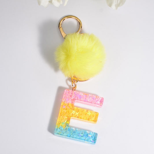 2 PCS Crystal Epoxy Rainbow Color Keychain Hair Ball Ladies Bag Pendant(E) - In Car by buy2fix | Online Shopping UK | buy2fix