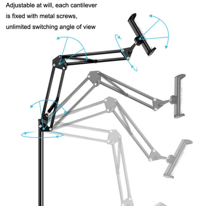 135cm Mobile Phone Tablet Live Broadcast Bedside Lifting Bracket Floor Model (White) - Lazy Bracket by buy2fix | Online Shopping UK | buy2fix