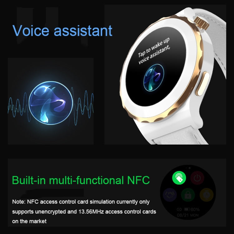 HW3 Mini Heart Rate/Blood Oxygen Monitoring Smart Watch with NFC Function(Silver Shell White Leather) - Smart Wear by buy2fix | Online Shopping UK | buy2fix