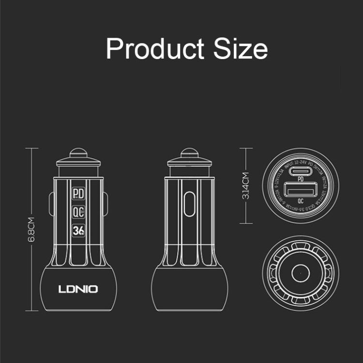 LDNIO C1 36W PD + QC 3.0 Car Fast Charger High Power Smart USB Car Charger with Micro USB Cable - In Car by LDNIO | Online Shopping UK | buy2fix