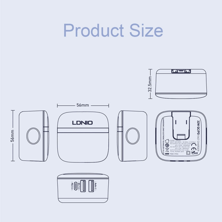 LDNIO A3513Q 32W QC3.0 3 USB Ports Phone Adapter US Plug with Type-C to 8 Pin Cable - Mobile Accessories by LDNIO | Online Shopping UK | buy2fix