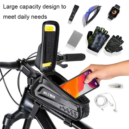 WILD MAN E10 1L Mountain Bike EVA Hard Shell Touch Screen Front Beam Bag(Black) - Bicycle Bags by WILD MAN | Online Shopping UK | buy2fix