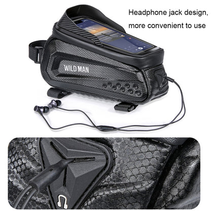 WILD MAN E10 1L Mountain Bike EVA Hard Shell Touch Screen Front Beam Bag(Black) - Bicycle Bags by WILD MAN | Online Shopping UK | buy2fix