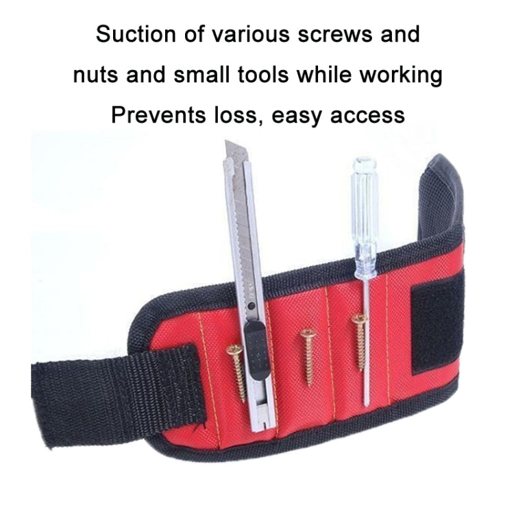 Electric Woodworking Multifunctional Powerful Magnetic Wrist Strap, Style: Three Rows Red - Others by buy2fix | Online Shopping UK | buy2fix