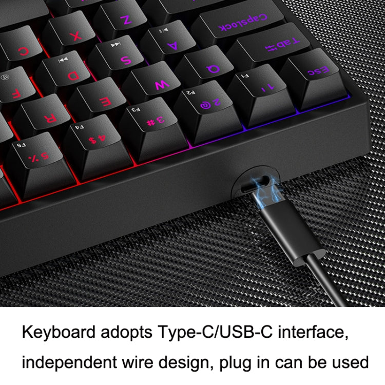 LEAVEN K620 61 Keys Hot Plug-in Glowing Game Wired Mechanical Keyboard, Cable Length: 1.8m, Color: Black White Green Shaft - Wired Keyboard by LEAVEN | Online Shopping UK | buy2fix