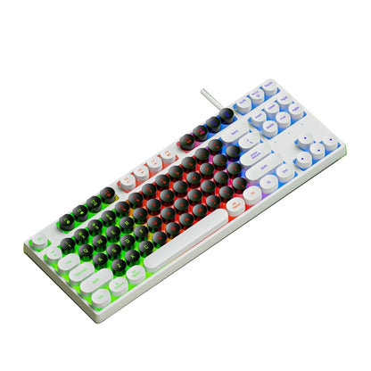 Dark Alien DK100 87 Keys Hot Plug-In Glowing Game Wired Mechanical Keyboard, Cable Length: 1.3m(White Black) - Wired Keyboard by Dark Alien | Online Shopping UK | buy2fix