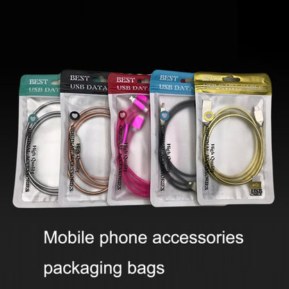 100PCS XC-0014 USB Data Cable Packaging Bags Pearl Light Ziplock Bag, Size: 11x18cm (Red) - Zip Lock Bags by buy2fix | Online Shopping UK | buy2fix