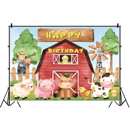 1.5m x 1m Cartoon Farm Animals Photography Backdrop Birthday Party Background Decoration(MDN12821) - Camera Accessories by buy2fix | Online Shopping UK | buy2fix