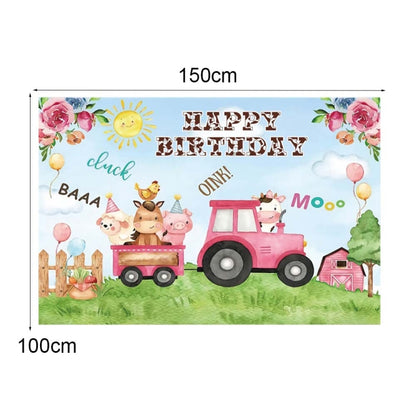 1.5m x 1m Cartoon Farm Animals Photography Backdrop Birthday Party Background Decoration(MDN14097) - Camera Accessories by buy2fix | Online Shopping UK | buy2fix