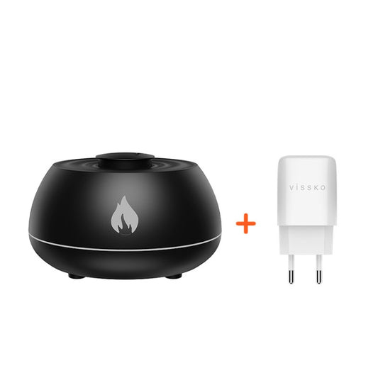 DQ707 130ml Simulation Flame Aromatherapy Machine Seven-color Ambient Light Humidifier With EU Plug Black - Home & Garden by buy2fix | Online Shopping UK | buy2fix