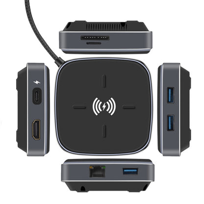 AY95 9 In 1 TYPE-C/USB-C HUB Extended Dock Wireless Fast Charging Concentrator(Black) - Computer & Networking by buy2fix | Online Shopping UK | buy2fix