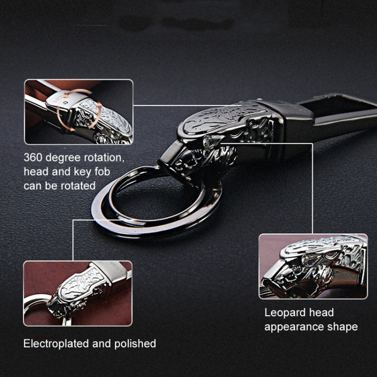 HONEST Metal Car Keychain Leopard Head Key Chain Pendant(Basic Bright Silver) - In Car by HONEST | Online Shopping UK | buy2fix