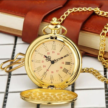 Engraved Vintage Commemorative Quartz Pocket Watch Round Watch, Style: Forever (Gold) - Necklace Watch Watches by buy2fix | Online Shopping UK | buy2fix