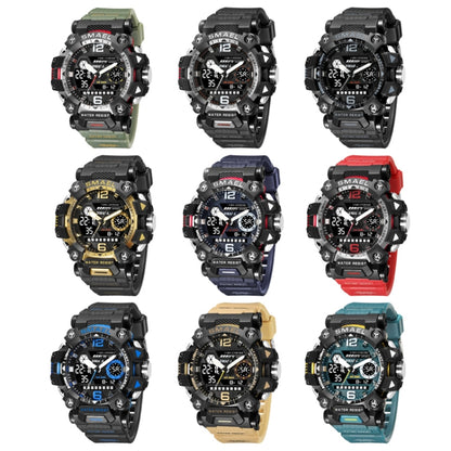 SMAEL 8072 Alloy Outdoor Multifunctional Electronic Watch Men Dual Display Waterproof Watch(Black Blue) - Metal Strap Watches by SMAEL | Online Shopping UK | buy2fix