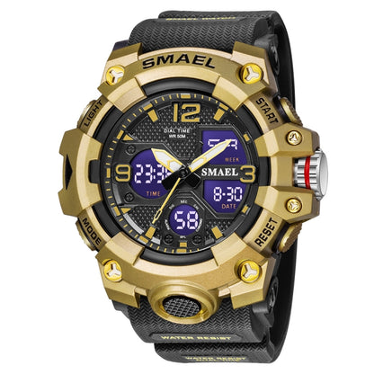 SMAEL 8008 Outdoor Sports Multifunctional Waterproof Luminous Men Watch(Black Gold) - LED Digital Watches by SMAEL | Online Shopping UK | buy2fix