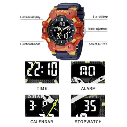 SMAEL 8080 Outdoor Sports Waterproof Multifunctional Glowing Double Dial Watch(Blue) - Sport Watches by SMAEL | Online Shopping UK | buy2fix