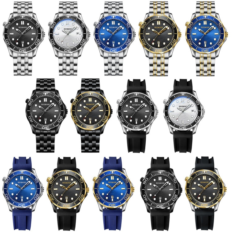 Blue Silicon Inter-gold Blue BINBOND B2820 Luminous 30m Waterproof Men Sports Quartz Watch - Silicone Strap Watches by BINBOND | Online Shopping UK | buy2fix