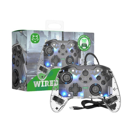 For Microsoft XBOX One / PC XO300 RGB Luminous Wired Gamepad(Translucent Black) - Gamepad by buy2fix | Online Shopping UK | buy2fix