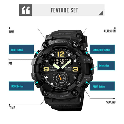 SKMEI 1637 Sports Digital Display Outdoor Shockproof Plastic Large Dial Men Watch, Color: Black - LED Digital Watches by SKMEI | Online Shopping UK | buy2fix