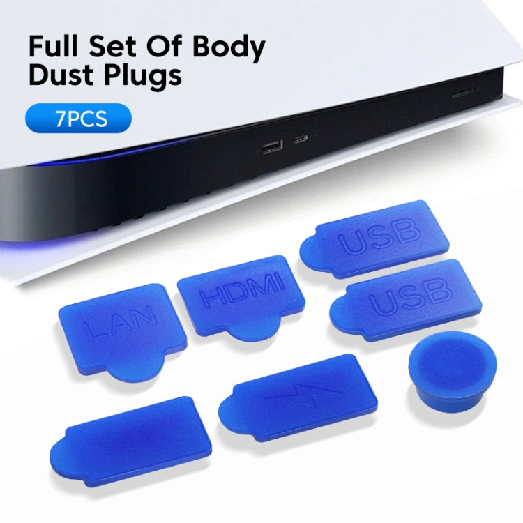 For PS5 2sets 7pcs/Set Dust Plug Silicone Dust Protector Anti-Dust Cover(Blue) - Repair & Spare Parts by buy2fix | Online Shopping UK | buy2fix