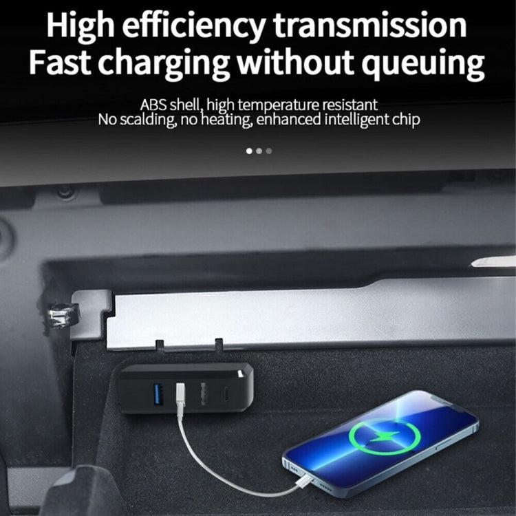 For Tesla Model 3/Y Car AH37 3 USB  +1 Type-C/USB-C Port Hub Docking Station(Black) -  by buy2fix | Online Shopping UK | buy2fix