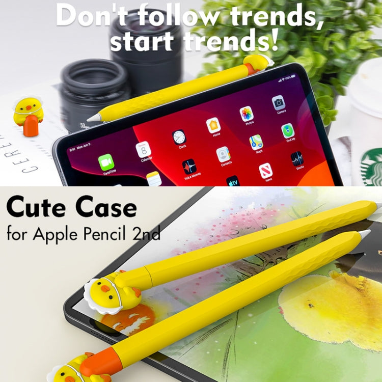For Apple Pencil 2 AhaStyle PT-LC129 Pen Case Cartoon Silicone Protective Case(Chicken Orange) - Pencil Accessories by AhaStyle | Online Shopping UK | buy2fix