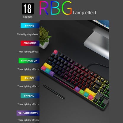 Ajazz K870T 87-Key Hot Swap Bluetooth/Wired Dual Mode RGB Backlight Office Game Mechanical Keyboard Green Shaft (Black) - Wireless Keyboard by Ajazz | Online Shopping UK | buy2fix