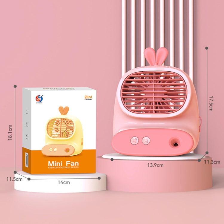 CS1319 Desktop Small Hydrating Spray Cartoon Fan Rechargeable Silent Humidifying Fan(Bunny Yellow) - Electric Fans by buy2fix | Online Shopping UK | buy2fix