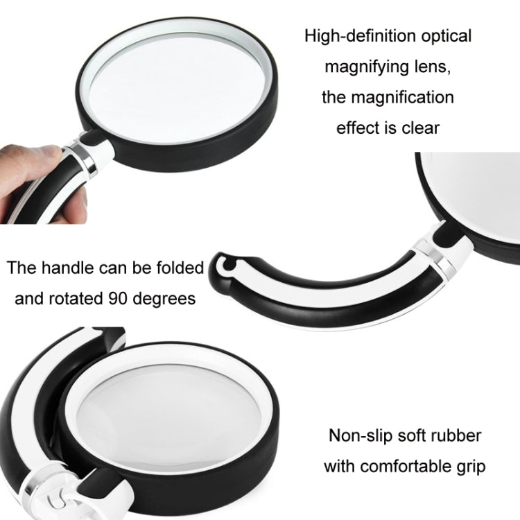 75mm Rubber Handle Folding Rotating Hand Magnifying Glass - Hand Held Style by buy2fix | Online Shopping UK | buy2fix