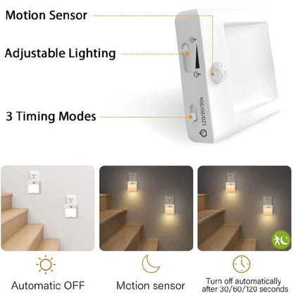 NL2101 Motion Sensor LED Night Light AC Plug Dimming Sleep Lights,Spec: Warm and White UK Plug - Sensor LED Lights by buy2fix | Online Shopping UK | buy2fix