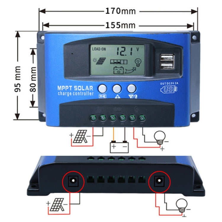 YCX-003 30-100A Solar Charging Controller with LED Screen & Dual USB Port Smart MPPT Charger, Model: 12/24/36/48/60V Wifi 100A - Others by buy2fix | Online Shopping UK | buy2fix