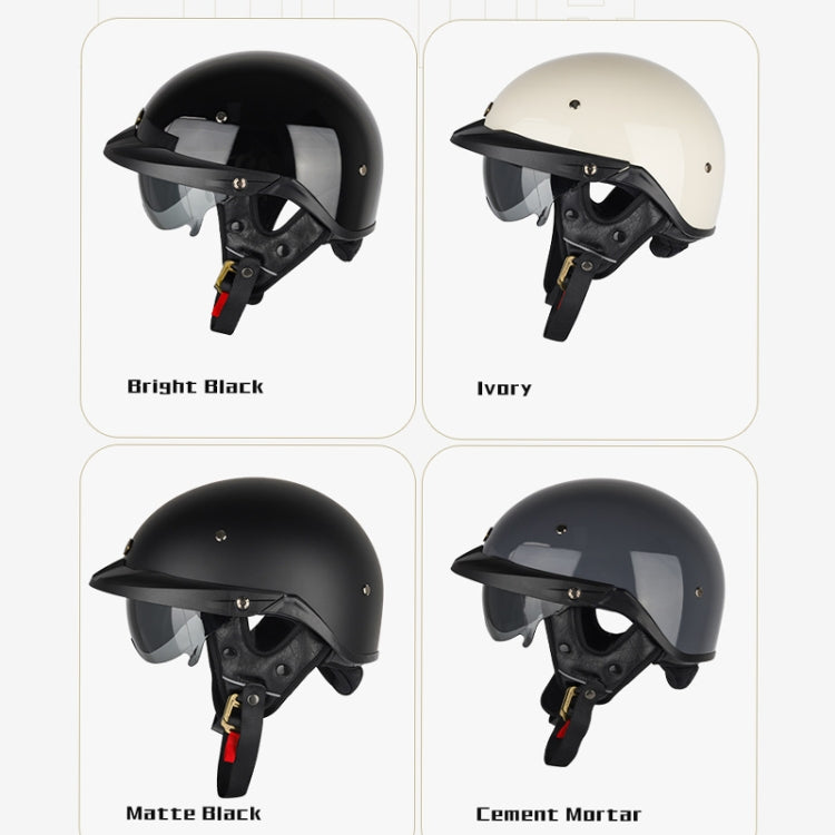 SOMAN Motorcycle Half Helmet Adjustable Helmet With Inner Mirror, Size: L(Matte Black with Transparent Mirror) - Helmets by SOMAN | Online Shopping UK | buy2fix