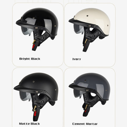 SOMAN Motorcycle Half Helmet Adjustable Helmet With Inner Mirror, Size: XL(Cement Gray with Transparent Mirror) - Helmets by SOMAN | Online Shopping UK | buy2fix
