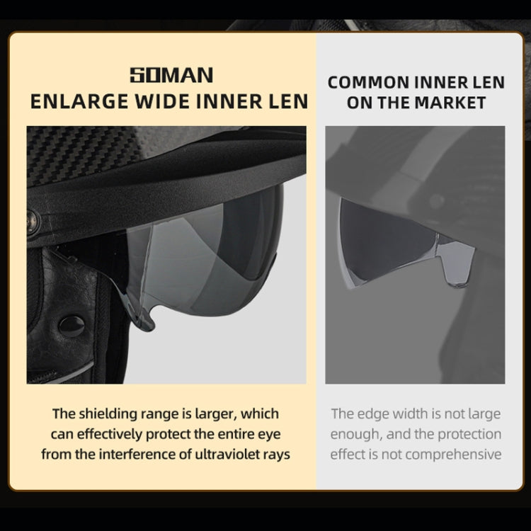 SOMAN Motorcycle Half Helmet Adjustable Helmet With Inner Mirror, Size: M(Cement Gray) - Helmets by SOMAN | Online Shopping UK | buy2fix