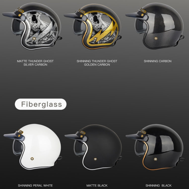 SOMAN Motorcycle Four Seasons Carbon Fiber Half Helmet, Color: FRP Pearl White(M) - Helmets by SOMAN | Online Shopping UK | buy2fix