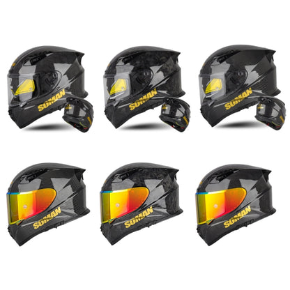 SOMAN Motorcycle Carbon Fiber Double Lens Thermal Safety Helmet, Size: S(Cheetah Print) - Helmets by SOMAN | Online Shopping UK | buy2fix