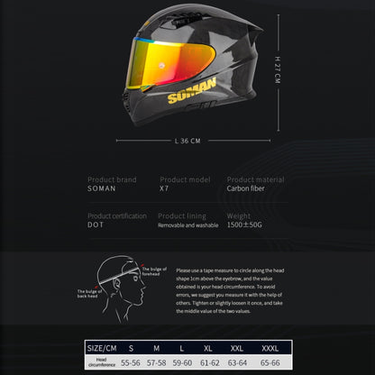 SOMAN Motorcycle Carbon Fiber Double Lens Thermal Safety Helmet, Size: XL(Cheetah Print REVO) - Helmets by SOMAN | Online Shopping UK | buy2fix