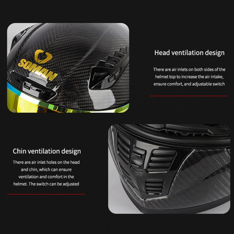 SOMAN Motorcycle Carbon Fiber Double Lens Thermal Safety Helmet, Size: XXL(Cheetah Print REVO) - Helmets by SOMAN | Online Shopping UK | buy2fix