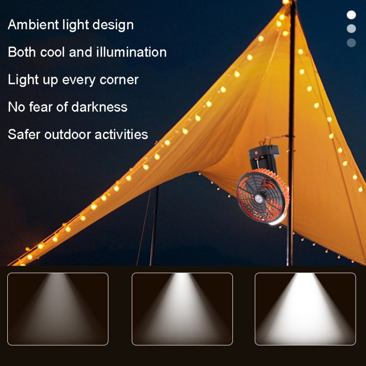 Outdoor Camping USB Charging Fan Tent Swing Head Fan With Tripod LED Light(Black Orange) - Electric Fans by buy2fix | Online Shopping UK | buy2fix