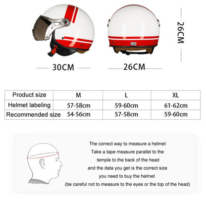 GXT Electric Vehicle Half Cover Helmet Four Seasons Retro Helmet, Size: L(Painted White Red Stripes) - Helmets by GXT | Online Shopping UK | buy2fix