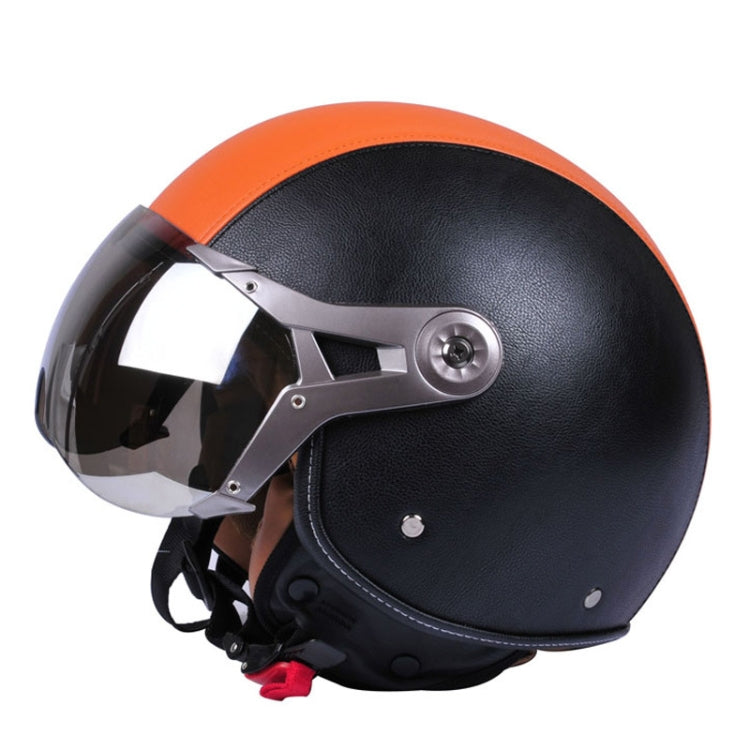 GXT Electric Vehicle Half Cover Four Seasons Retro Helmet, Size: M(Black Orange) - Helmets by GXT | Online Shopping UK | buy2fix