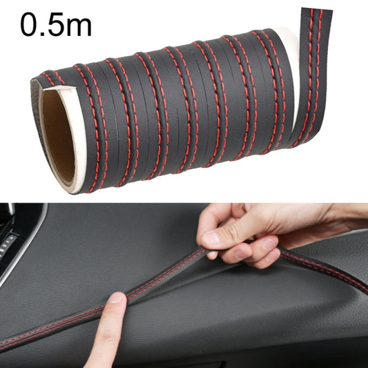 0.5m Car Center Console Interior Modification Leather Gap Strip(Black Red) - Car Interior Mouldings by buy2fix | Online Shopping UK | buy2fix