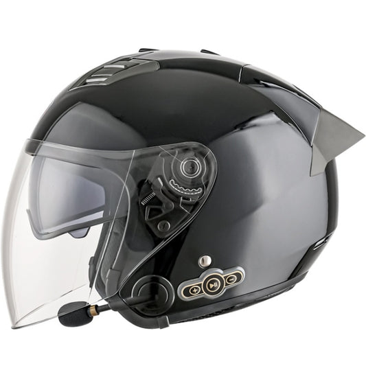 KUQIBAO Motorcycle Smart Bluetooth Sun Protection Double Lens Safety Helmet, Size: XL(Bright Black+Gray Tail) - Helmets by KUQIBAO | Online Shopping UK | buy2fix