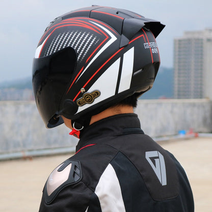 KUQIBAO Motorcycle Smart Bluetooth Sun Protection Double Lens Safety Helmet, Size: M(Matte Black Phantom Fiber) - Helmets by KUQIBAO | Online Shopping UK | buy2fix