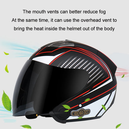 KUQIBAO Motorcycle Smart Bluetooth Sun Protection Double Lens Safety Helmet, Size: M(Matte Black+Gray Tail) - Helmets by KUQIBAO | Online Shopping UK | buy2fix