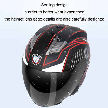 KUQIBAO Motorcycle Smart Bluetooth Sun Protection Double Lens Safety Helmet, Size: M(Matte Black Phantom Fiber+Black Tail) - Helmets by KUQIBAO | Online Shopping UK | buy2fix