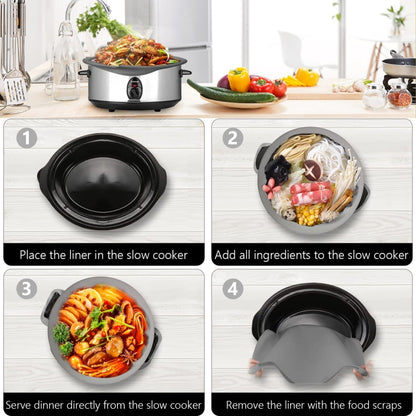 8QT Silicone Slow Cooke Liners Reusable Leakproof Crock Pot Liners(Black) - Kitchen Machine Accessories by buy2fix | Online Shopping UK | buy2fix