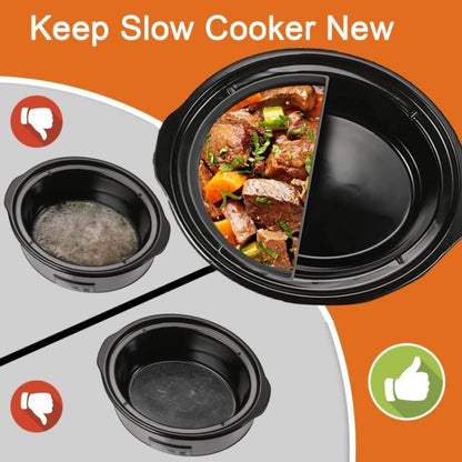 For Crockpot 6QT Slow Cooker Silicone Liners Divider Reusable Leak Proof Mats, Spec: Black 3 Compartments - Kitchen Machine Accessories by buy2fix | Online Shopping UK | buy2fix