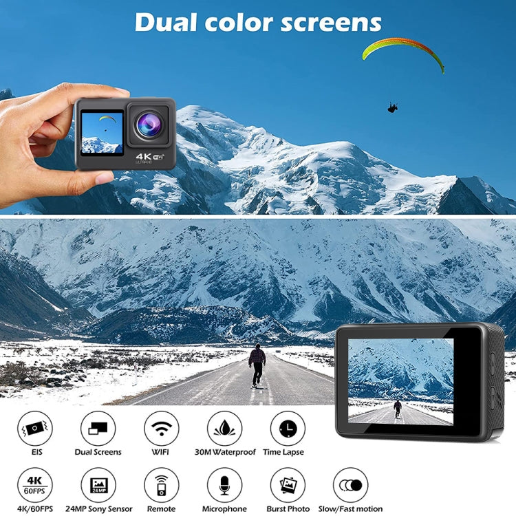 WIFI Color Dual-Screen HD 4K Anti-Shake Video Outdoor Waterproof Sports Camera(AT-Q60AR) - Other Camera by buy2fix | Online Shopping UK | buy2fix